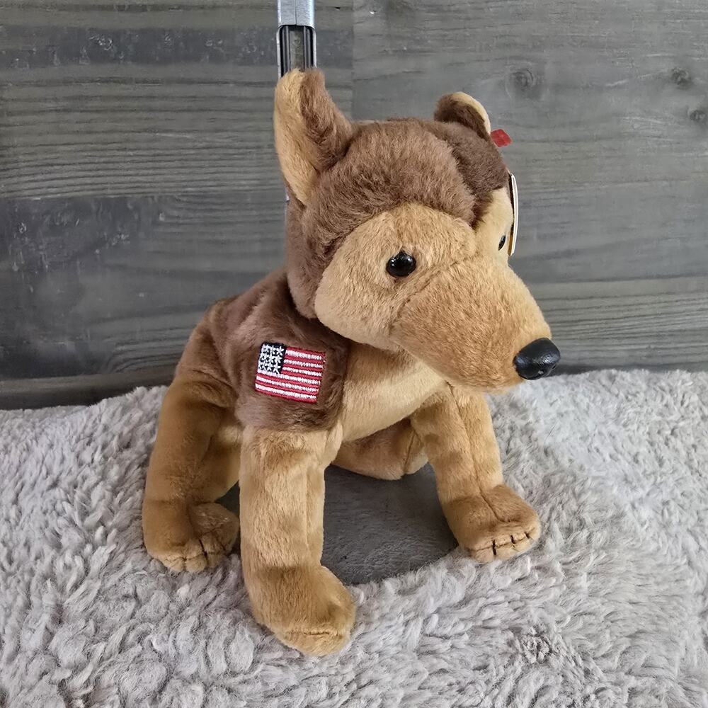 Courage. TY Beanie Baby Plush. Military Dog. 6" Seated.